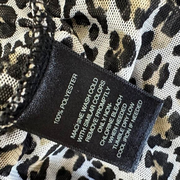 White House Black Market Sleeveless Top Womens Size M Leopard Mesh Ruched Chic - Picture 2 of 8